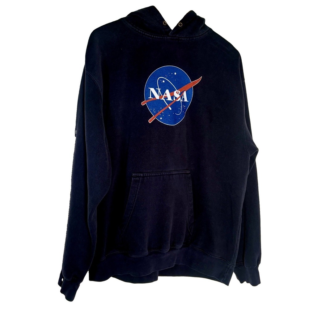 Prairie Mountain NASA Graphic Pullover Hoodie XL Navy Blue Mens Sweatshirt